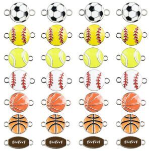 35 Pcs Sports Charms Enamel Football Tennis Basketball Rugby Baseball Connector